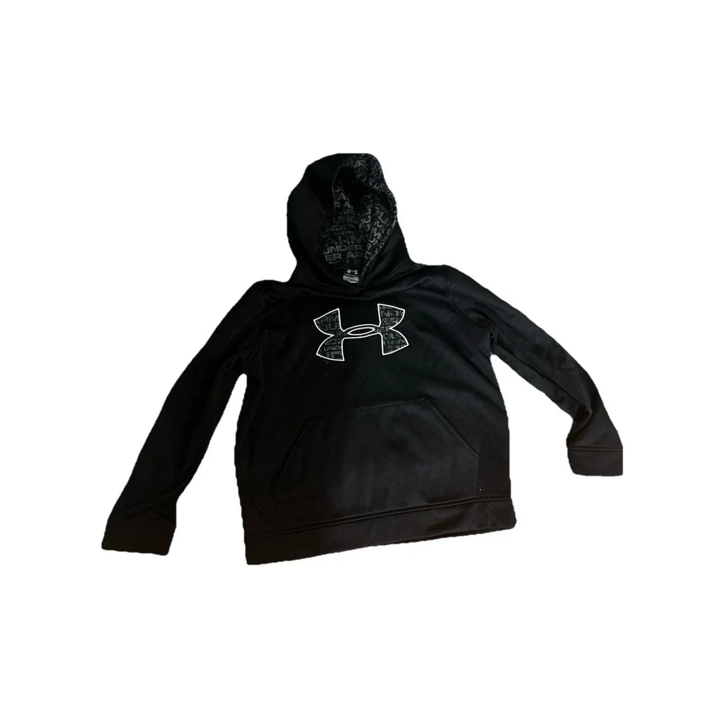 Under Armour Boys Hoodie Size YLG large black UA logo